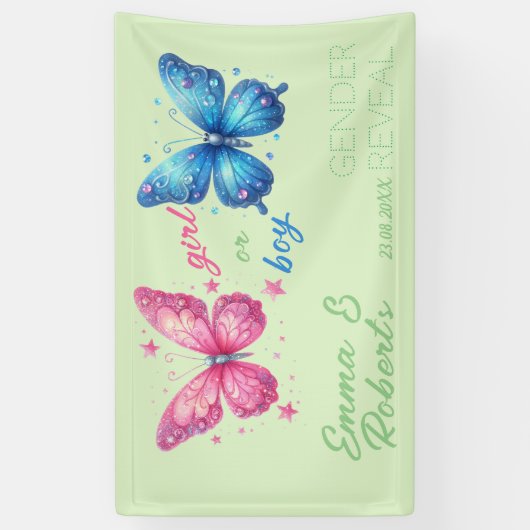 バタフライサマージェンダーリビールパーティーカスタムポスター 横断幕 (縦)