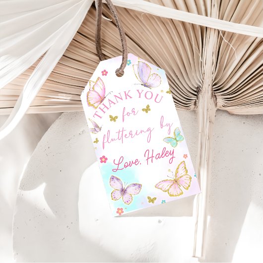 バタフライサンキューバイガール誕生日 ギフトタグ