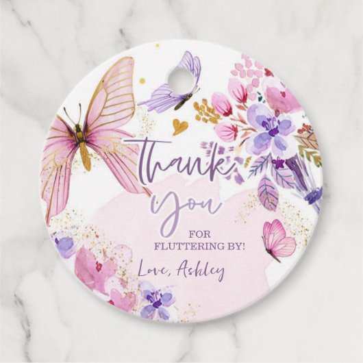 バタフライサンキューバイガール誕生日 フェイバータグ (正面)