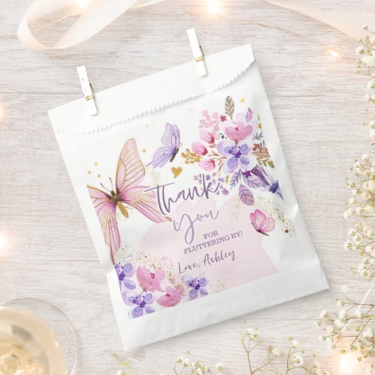 バタフライサンキューバイガール誕生日 フェイバーバッグ (クリップ留めされた状態)