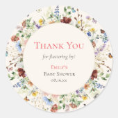 バタフライサンキューベビーシャワー ラウンドシール (正面)