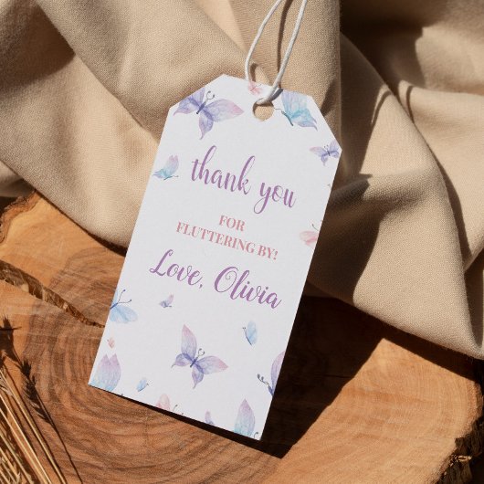 バタフライサンキューユーラベルフラッタリングバイメッセージカード ギフトタグ