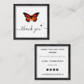 バタフライサンキュー&スパークル写真縁どフレーム スクエア名刺 (正面/裏面)