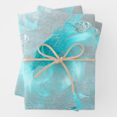 バタフライサンフラワーティール（緑がかった色）シルバーヴィンテージアンティーク ラッピングペーパーシート (インサイチュ)