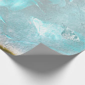 バタフライサンフラワーティール（緑がかった色）シルバーヴィンテージアンティーク ラッピングペーパー (角)