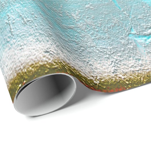 バタフライサンフラワーティール（緑がかった色）シルバーヴィンテージアンティーク ラッピングペーパー (ロールコーナー)