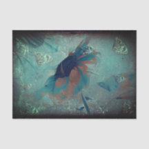 バタフライサンフラワーティール（緑がかった色）セピアヴィンテージアンティークアート