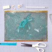 バタフライサンフラワーティール(緑がかった色)金ゴールドヴィンテージアンティーク 薄葉紙 (クラフト)