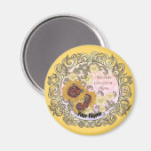 バタフライサンフラワーママ名前をカスタムする マグネット (正面/裏面)