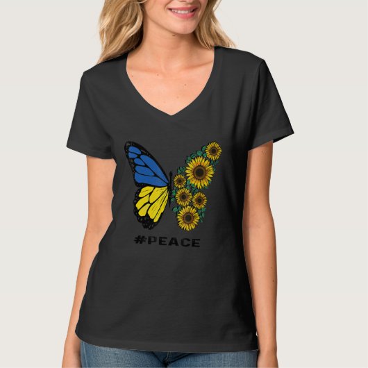 バタフライサンフラワー# Peace Tシャツ (正面)