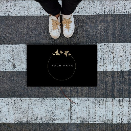 バタフライサークルゴールデンフォイルブラックビップミニマル 名刺