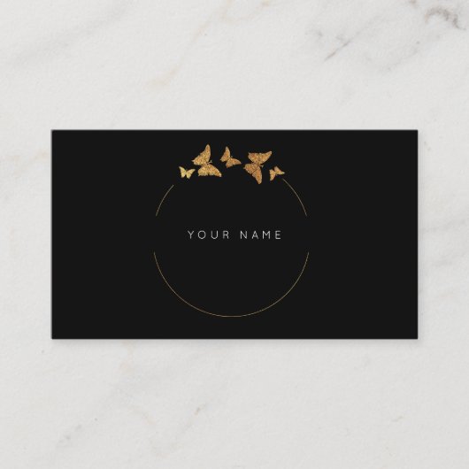 バタフライサークルゴールデンフォイルブラックビップ 名刺 (正面)