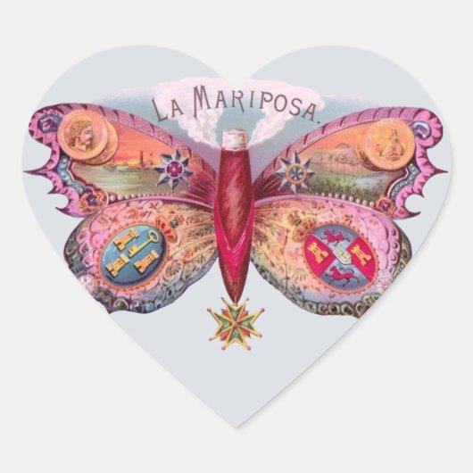 バタフライシガー絵画アンティーク広告ズ ハートシール (正面)