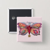 バタフライシガー絵画アンティーク広告ズ 缶バッジ (正面&裏面)