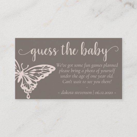 バタフライシックシャワー |赤面トープベビーを推測 エンクロージャーカード (正面)