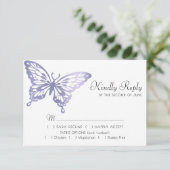 バタフライシック |ほこりっぽいラベンダーパープルバイオレットミール 出欠カード (スタンド正面)