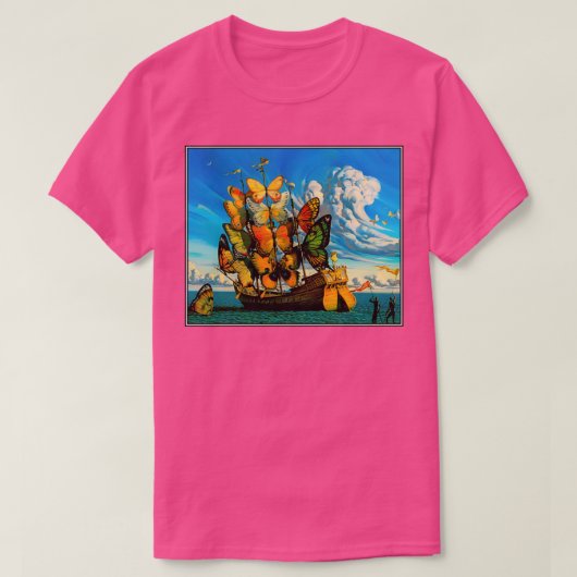 バタフライシップヴィンテージ超リアル抽象芸術ファンタジーPr Tシャツ (デザイン正面)