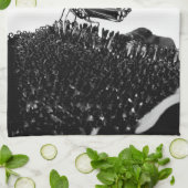 バタフライシャイ黒 キッチンタオル (折り畳み)