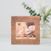 バタフライシャンパン付きピンクの女の子の赤ちゃんシャワー 招待状 (スタンド正面)