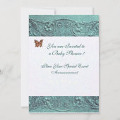 バタフライシャンパン付きブルーボーイ赤ちゃんシャワー 招待状 (裏面)