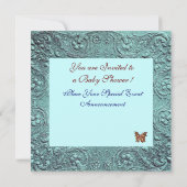 バタフライシャンパン付きブルーボーイ赤ちゃんシャワー 招待状 (裏面)