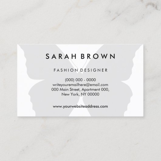 バタフライシルエットシンプル 名刺 (裏面)