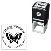 バタフライシルエットラウンド名差出人住所#2 セルフインキングスタンプ (インサイチュ)