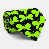バタフライシルエット – チャートルーズグリーンオンブラック ネクタイ (ロール)