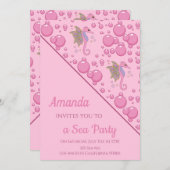 バタフライシーカスタムホースパーティーピンク 招待状 (正面/裏面)
