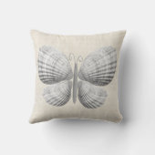 バタフライシーシェルズホワイトウォームニュートラルコテージ クッション (裏面)
