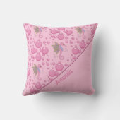 バタフライシーホースの泡のカスタムピンク クッション (裏面)