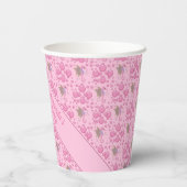 バタフライシーホースの泡のカスタムピンク 紙コップ (裏面)