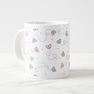 バタフライシームレスパターン ジャンボコーヒーマグカップ