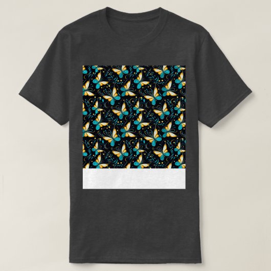 バタフライシームレスパターンbohoかわいい春昆虫 tシャツ (デザイン正面)