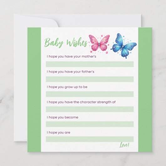 バタフライジェンダーがパーティーベビーの希望を明らかにする 招待状 (正面)