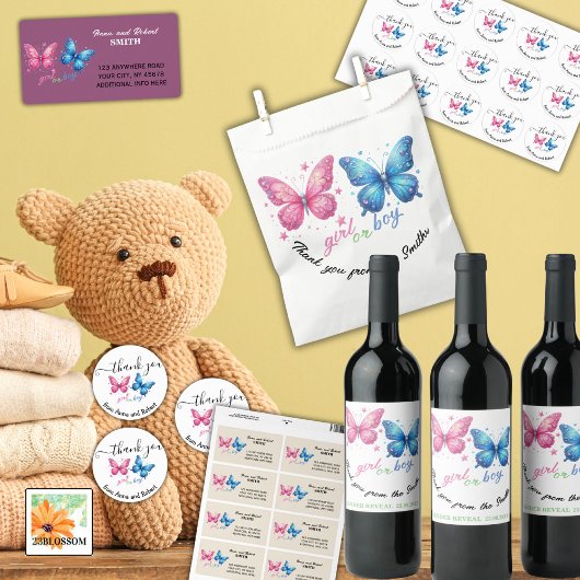 バタフライジェンダーリビールパーティの招待状 ワインラベル