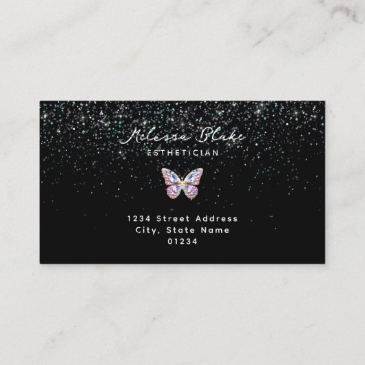 バタフライジュエルフェイクパステルグリッター 名刺 (裏面)