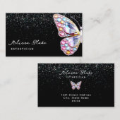 バタフライジュエルフェイクパステルグリッター 名刺 (正面/裏面)