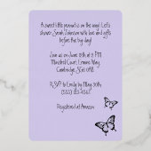 バタフライスイートパレットベビーシャワーシルバー 箔招待状 (裏面)