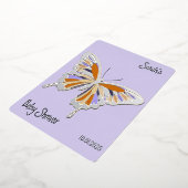 バタフライスイートパレットベビーシャワーシルバー 箔招待状 (回転した状態)