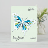 バタフライスイートパレットベビーシャワーシルバー 箔招待状 (立ち正面)