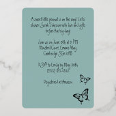 バタフライスイートパレットベビーシャワーシルバー 箔招待状 (裏面)