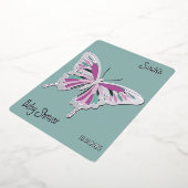 バタフライスイートパレットベビーシャワーシルバー 箔招待状 (回転した状態)