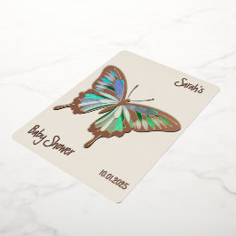 バタフライスイートパレットベビーシャワーバラ金ゴールド 箔招待状