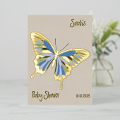 バタフライスイートパレットベビーシャワー金ゴールド 箔招待状 (立ち正面)