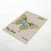 バタフライスイートパレットベビーシャワー金ゴールド 箔招待状 (回転した状態)