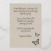 バタフライスイートパレットベビーシャワー金ゴールド 箔招待状 (裏面)