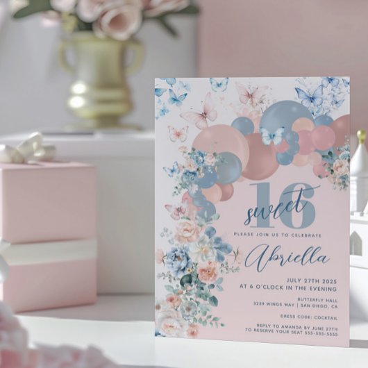 バタフライスウィート16バーデイ 招待状