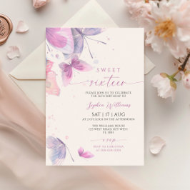 バタフライスウィート16誕生日招待状 招待状