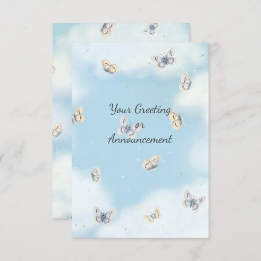 バタフライスウォームインドリーミーブルースカイカスタム サンキューカード (正面/裏面)